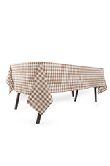 Tafelkleed voor de landelijke tafel taupe geruit
