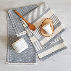 theedoek jeans/lichtblauw visgraat (FF)