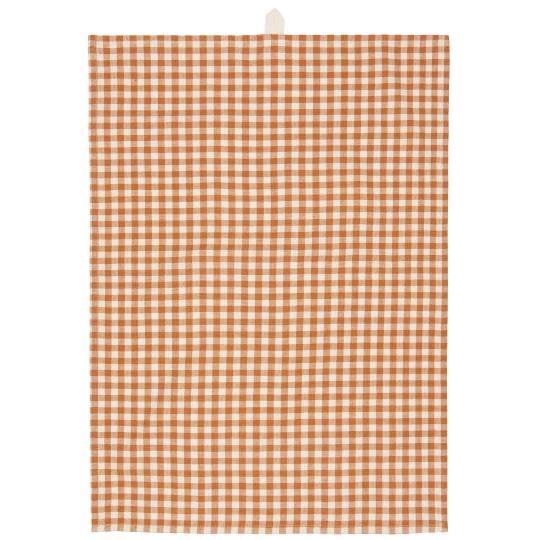 Theedoek IBL cognacbruine ruit.