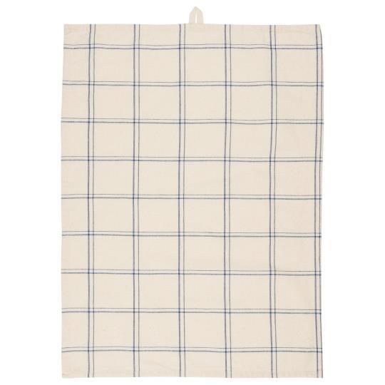 Theedoek IB Laursen naturelblauwe ruit