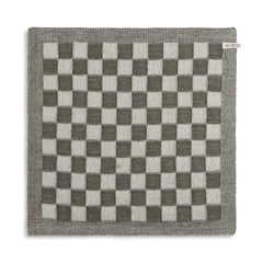 Knitfacory keukenhanddoek ruit khakigroen/ecru