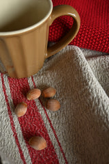 Linnen doek met streep Rood