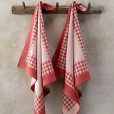 Theedoek Pied de poule DWL rood