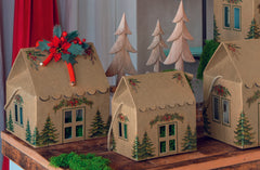 kadoverpakking kersthuis met kerstprint.