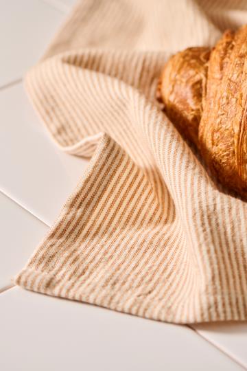 Theedoek IB Laursen nat/cognac fine stripe