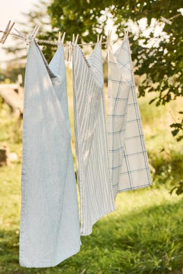 Theedoek IB Laursen naturelblauwe ruit