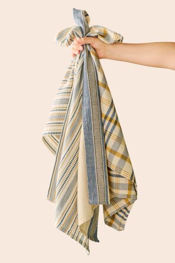 Theedoek IBLaursen landelijke uitstraling blauw