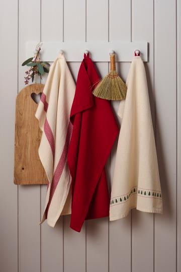 Theedoek IBLaursen rood/naturel