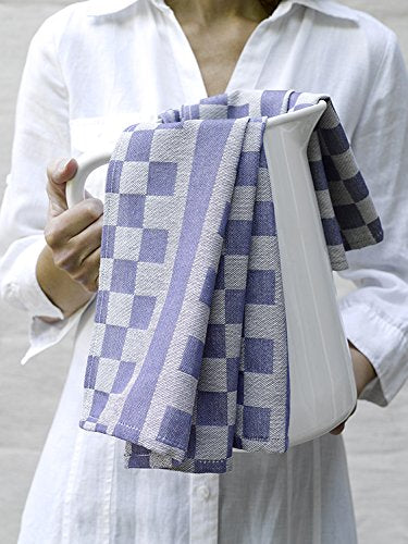 Theedoek Pied de Poule DWL blauw