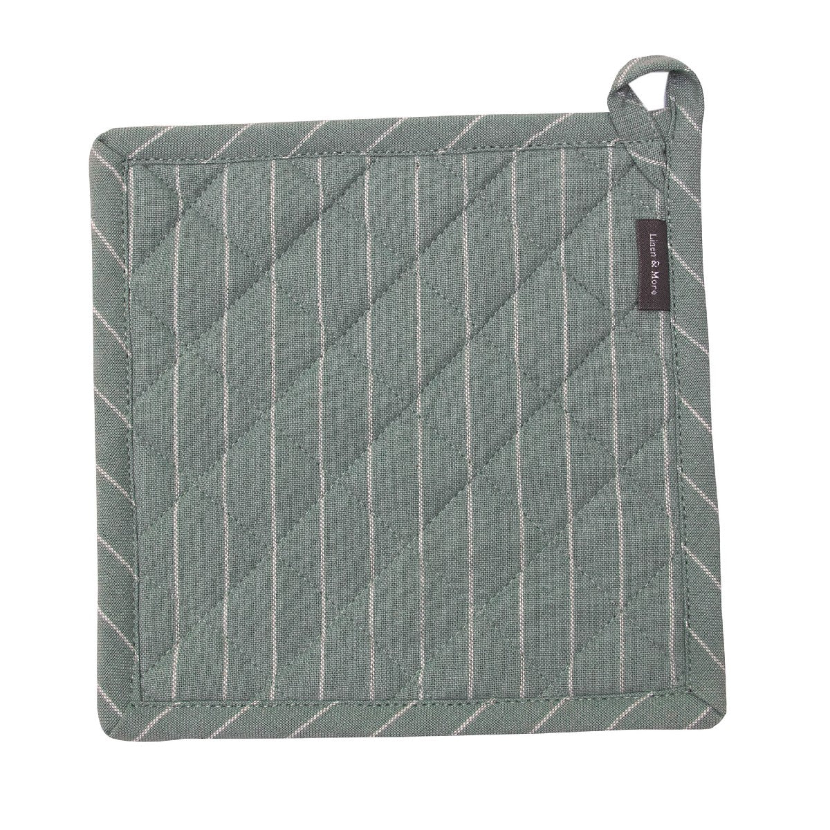 pannenlappen 2 stuks  pinestripe groenblauw