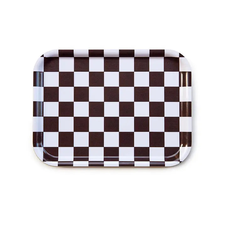 Dienblad geruit bruin/creme