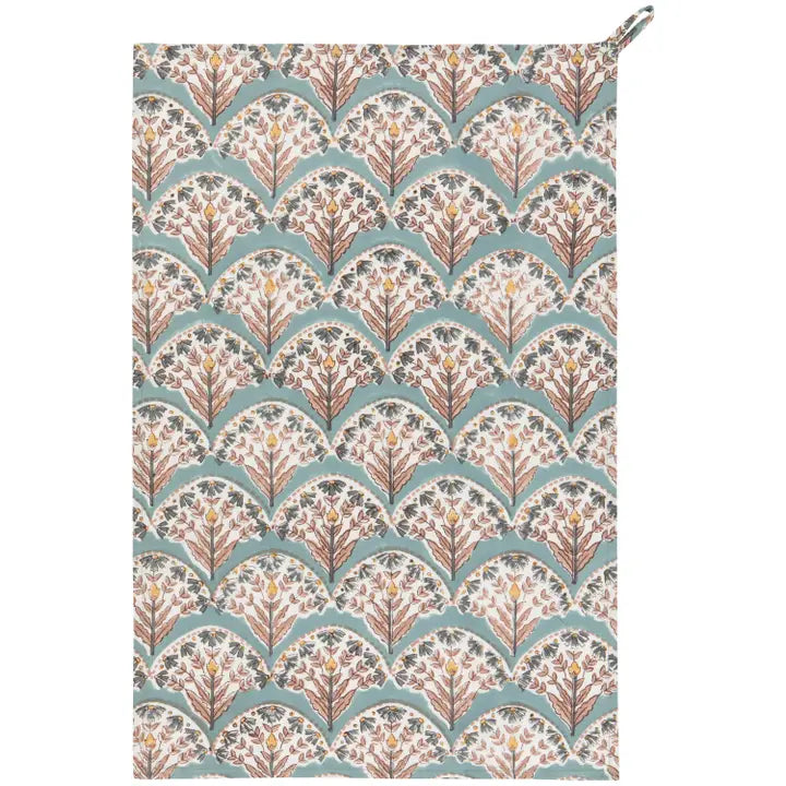 Theedoek DH Blockprint Bouquet