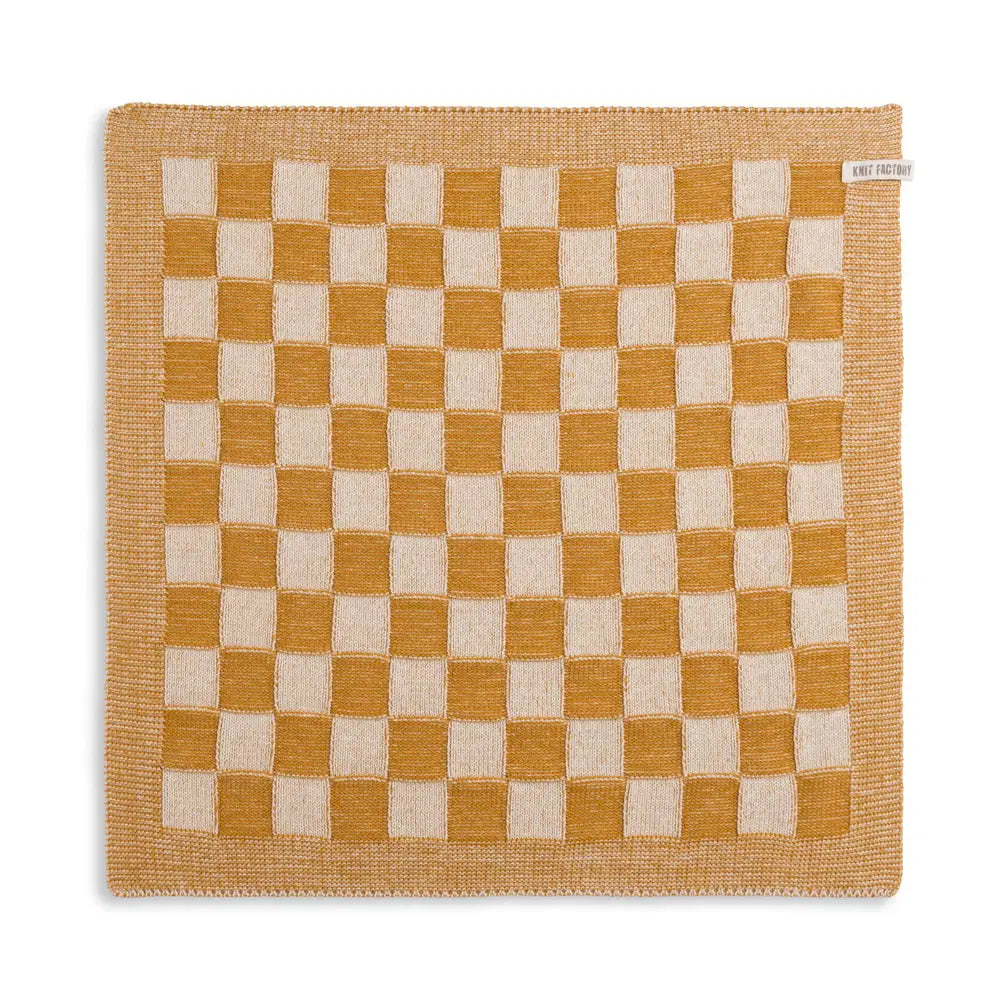 knitfactory keukenhanddoek grote ruit oker