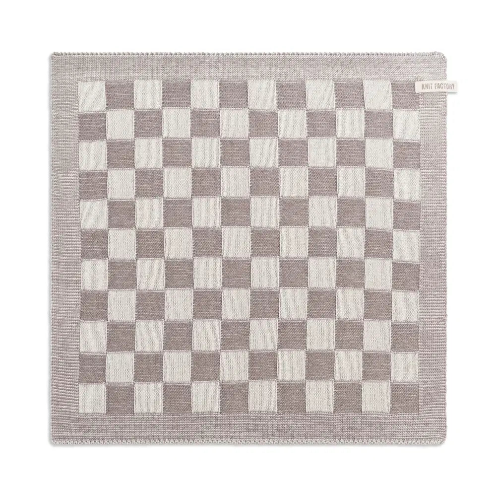 Knitfactory keukenhanddoek ecru/taupe