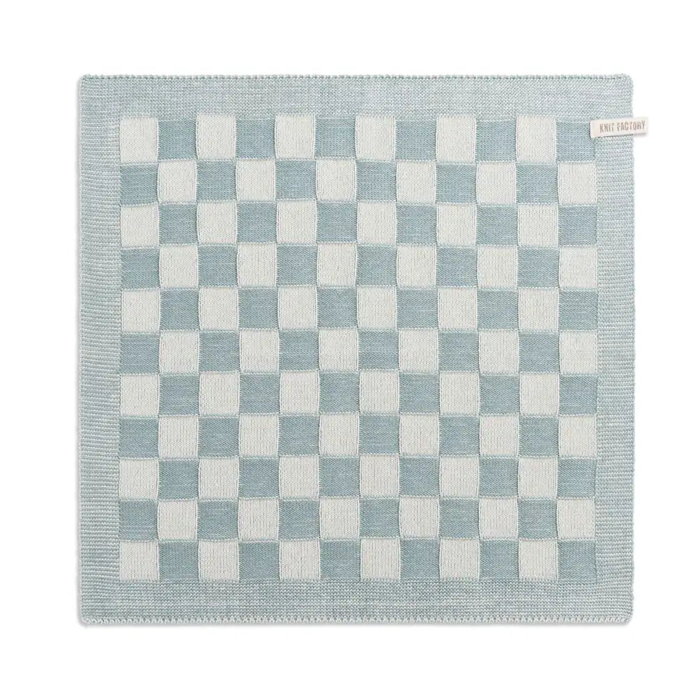 Knitfactory keukenhanddoek ecru/stonegreen