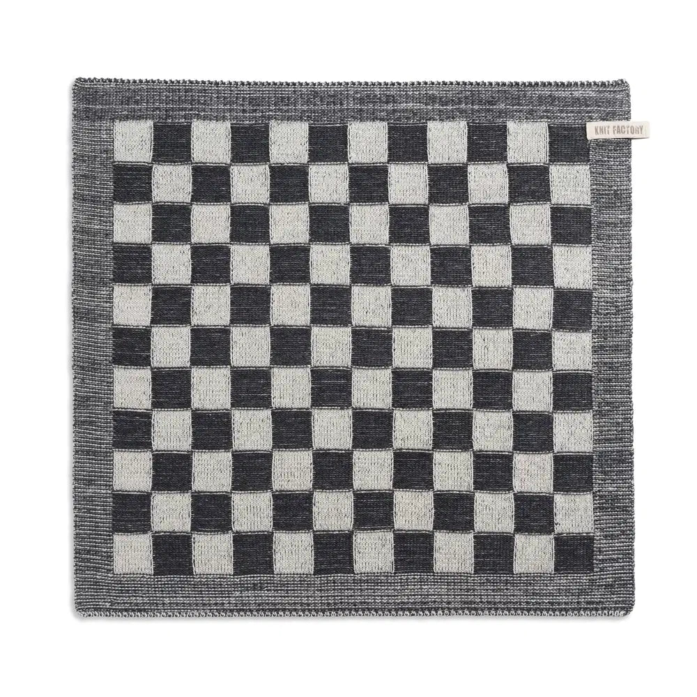 Knitfactory keukenhanddoek ecru/antraciet