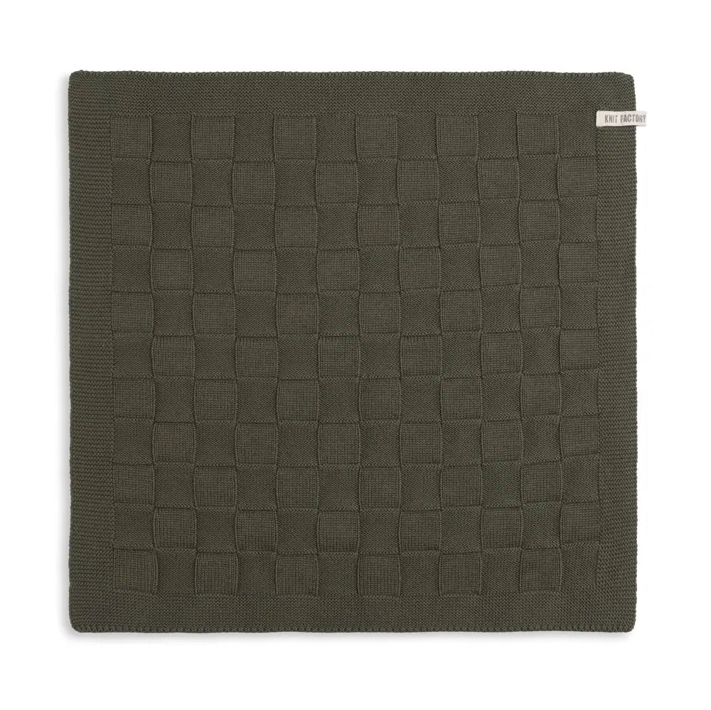 Knitfactory keukenhanddoek Khaki/groen uni