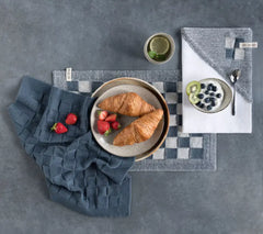 Knitfactory keukenhanddoek ruit blauw