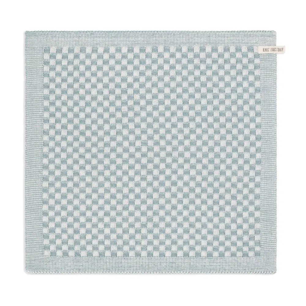 Knitfacotry keukenhanddoek kleine ruit stonegreen