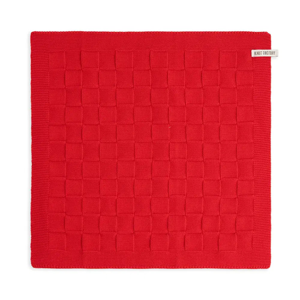 Knitfactory handdoek uni r0uge rood