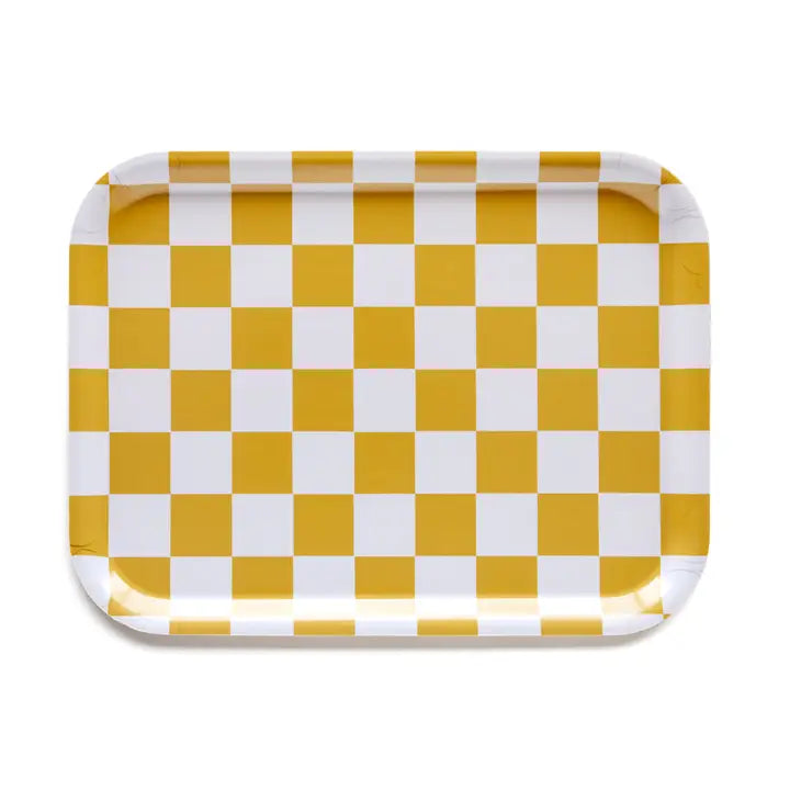 Dienblad berkenhout Mustard/creme