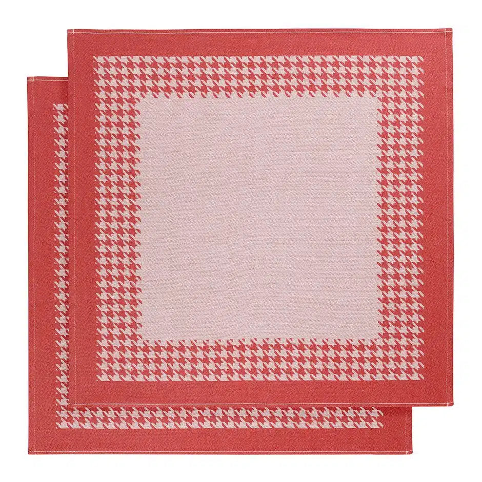 Theedoek Pied de poule DWL rood