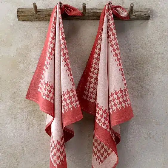 Theedoek Pied de poule DWL rood