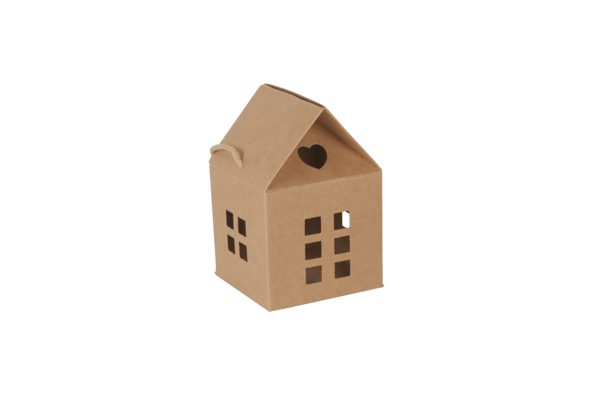 Naturel kadoverpakking kraft huisje KLEIN