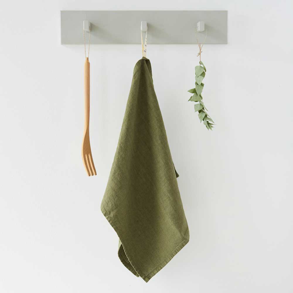 Linnen keuken/theedoek LinenT Martini olive