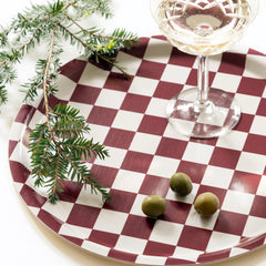 Dienblad geruit Burundy